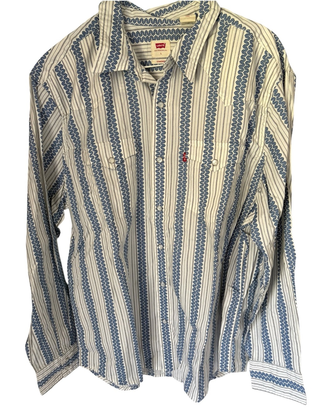 Levi’s L/S Western Blue and White were Shirt Size Large